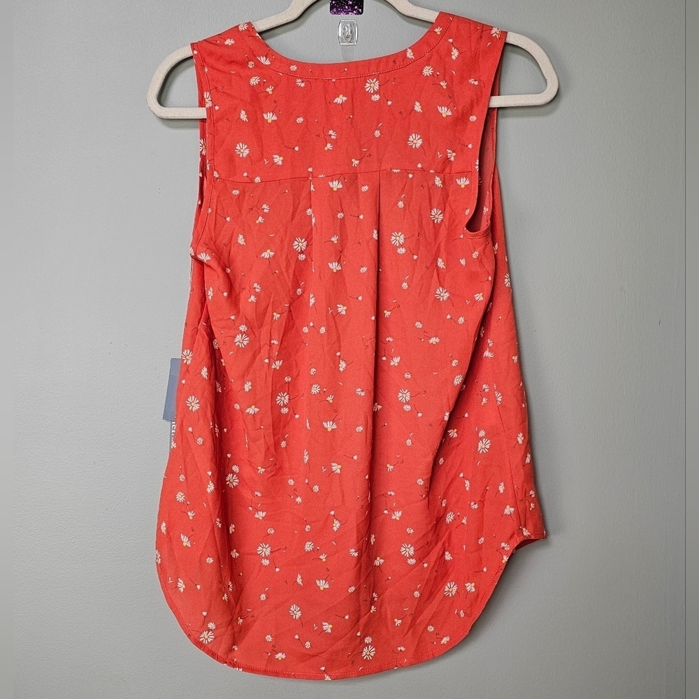 Daniel Rainn Women's Orange Sleeveless Floral Flowy Daisy Print Top, Size Small - Picture 4 of 11